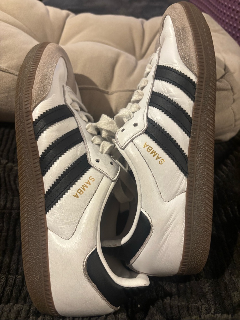 adidas White, Black and Brown Samba Sneakers